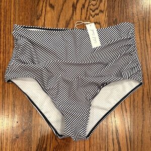NWT‎ Edel Qual Striped High-Waisted Bikini Bottom Size XL